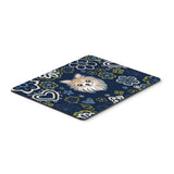 Blue Flowers Chihuahua Mouse Pad, Hot Pad Or Trivet