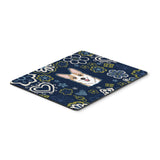 Blue Flowers Sable Corgi Mouse Pad, Hot Pad Or Trivet