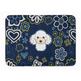 Caroline'S Treasures Blue Flowers White Poodle Floor Mat, 19 X 27, Multicolor