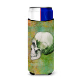 Caroline'S Treasures Day Of The Dead Green Skull Michelob Ultra Hugger For Slim Cans, Slim Can, Multicolor