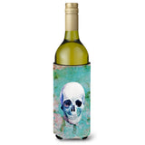 Caroline'S Treasures Day Of The Dead Teal Skull Wine Bottle Beverage Insulator Hugger, 750 Ml, Multicolor