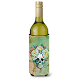 Caroline'S Treasures Day Of The Dead Skull With Flowers Wine Bottle Beverage Insulator Hugger, 750 Ml, Multicolor