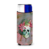 Caroline'S Treasures Day Of The Dead Skull Flowers Michelob Ultra Hugger For Slim Cans, Slim Can, Multicolor