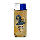 Caroline'S Treasures Day Of The Dead Witch Skull Michelob Ultra Hugger For Slim Cans, Slim Can, Multicolor