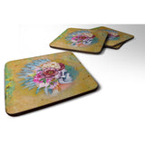 Caroline'S Treasures Day Of The Dead Flowers Skull Foam Coaster Set Of 4, 3.5, Multicolor