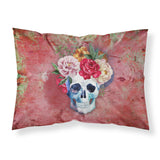 Caroline'S Treasures Day Of The Dead Red Flowers Skull Pillow Case, Standard, Multicolor