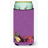 Caroline'S Treasures Fruits & Vegetables In Purple Tall Boy Beverage Insulator Hugger, Multicolor
