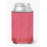 Caroline'S Treasures Fruits & Vegetables In Red Can Or Bottle Hugger, Can Hugger, Multicolor