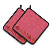 Caroline'S Treasures Fruits & Vegetables In Red Pair Of Pot Holders, 7.5Hx7.5W, Multicolor