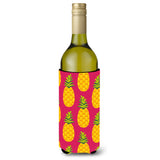 Caroline'S Treasures Pineapples On Pink Wine Bottle Beverage Insulator Hugger, 750 Ml, Multicolor