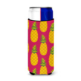 Caroline'S Treasures Pineapples On Pink Michelob Ultra Hugger For Slim Cans, Slim Can, Multicolor