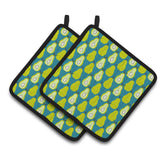 Caroline'S Treasures Pears On Green Pair Of Pot Holders, 7.5Hx7.5W, Multicolor