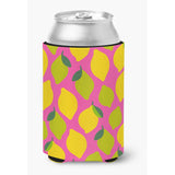 Caroline'S Treasures Lemons & Limes On Pink Can Or Bottle Hugger, Can Hugger, Multicolor