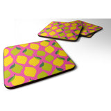 Caroline'S Treasures Lemons & Limes On Pink Foam Coaster Set Of 4, 3.5, Multicolor