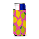 Caroline'S Treasures Lemons & Limes On Pink Michelob Ultra Hugger For Slim Cans, Slim Can, Multicolor