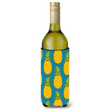Caroline'S Treasures Pineapples On Teal Wine Bottle Beverage Insulator Hugger, 750 Ml, Multicolor