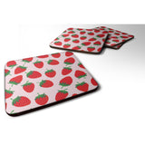 Caroline'S Treasures Strawberries On Pink Foam Coaster Set Of 4, 3.5, Multicolor