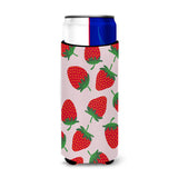 Caroline'S Treasures Strawberries On Pink Michelob Ultra Hugger For Slim Cans, Slim Can, Multicolor