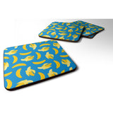 Caroline'S Treasures Bananas On Blue Foam Coaster Set Of 4, 3.5, Multicolor