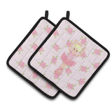 Caroline'S Treasures Ballerina Blonde Front Pose Pair Of Pot Holders, 7.5Hx7.5W, Multicolor