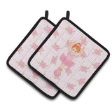 Caroline'S Treasures Ballerina Red Front Pose Pair Of Pot Holders, 7.5Hx7.5W, Multicolor