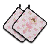 Caroline'S Treasures Ballerina Brunette Front Pose Pair Of Pot Holders, 7.5Hx7.5W, Multicolor