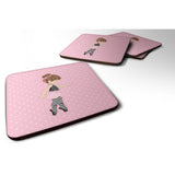 Caroline'S Treasures Ballerina Brunette Releve Foam Coaster Set Of 4, 3.5, Multicolor