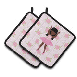 Caroline'S Treasures Ballerina African American Long Hair Pair Of Pot Holders, 7.5Hx7.5W, Multicolor