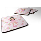 Caroline'S Treasures Ballerina Long Dark Hair Foam Coaster Set Of 4, 3.5, Multicolor