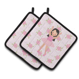 Caroline'S Treasures Ballerina Long Dark Hair Pair Of Pot Holders, 7.5Hx7.5W, Multicolor
