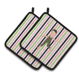 Caroline'S Treasures Boy Dancer Bikatard Pair Of Pot Holders, 7.5Hx7.5W, Multicolor