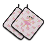 Caroline'S Treasures Ballerina Black Hair Ponytails Pair Of Pot Holders, 7.5Hx7.5W, Multicolor