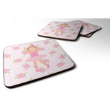 Caroline'S Treasures Ballerina Brown Hair Ponytails Foam Coaster Set Of 4, 3.5, Multicolor