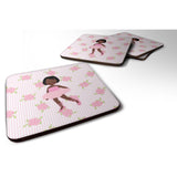 Caroline'S Treasures Ballerina African American Short Hair Foam Coaster Set Of 4, 3.5, Multicolor