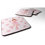 Caroline'S Treasures Ballerina Red Short Hair Foam Coaster Set Of 4, 3.5, Multicolor