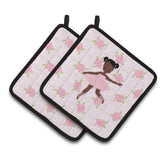 Caroline'S Treasures Ballerina African American Ponytails Pair Of Pot Holders, 7.5Hx7.5W, Multicolor