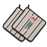 Caroline'S Treasures Bb5193Pthd Dancer Bikatard Brown Hair Pair Of Pot Holders, 7.5 H X 7.5 W, Multicolor