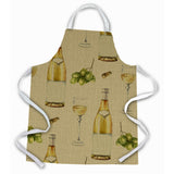 Caroline'S Treasures White Wine On Linen Apron, Large, Multicolor