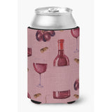 Caroline'S Treasures Red Wine On Linen Can Or Bottle Hugger, Can Hugger, Multicolor
