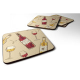 Caroline'S Treasures Red & White Wine Foam Coaster Set Of 4, 3.5, Multicolor