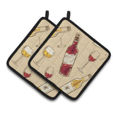 Caroline'S Treasures Red & White Wine Pair Of Pot Holders, 7.5Hx7.5W, Multicolor