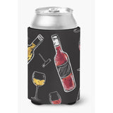 Caroline'S Treasures Red & White Wine On Black Can Or Bottle Hugger, Can Hugger, Multicolor