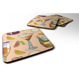 Caroline'S Treasures Drinks & Cocktails Peach Foam Coaster Set Of 4, 3.5, Multicolor