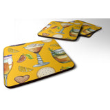 Caroline'S Treasures Drinks & Cocktails Gold Foam Coaster Set Of 4, 3.5, Multicolor