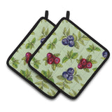 Caroline'S Treasures Berries In Green Pair Of Pot Holders, 7.5Hx7.5W, Multicolor