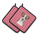 Caroline'S Treasures Bb5272Pthd Jack Russell Terrier Hearts Pair Of Pot Holders, 7.5H X 7.5W, Multicolor