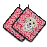 Caroline'S Treasures Bb5275Pthd Golden Retriever Hearts Pair Of Pot Holders, 7.5H X 7.5W, Multicolor