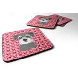 Caroline'S Treasures Schnauzer Hearts Foam Coaster Set Of 4, 3.5, Multicolor