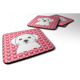 Caroline'S Treasures Maltese Hearts Foam Coaster Set Of 4, 3.5, Multicolor