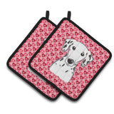 Caroline'S Treasures Dalmatian Hearts Pair Of Pot Holders, 7.5Hx7.5W, Multicolor